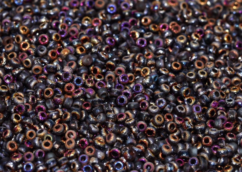 10 g 11/0 Etched Seed Beads, Crystal Etched Sliperit Full, Czech Glass