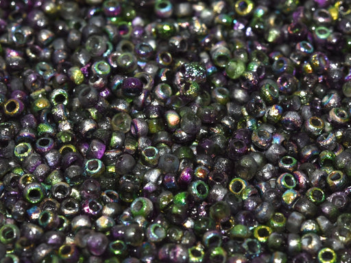 10 g 11/0 Etched Seed Beads, Crystal Etched Magic Orchid, Czech Glass