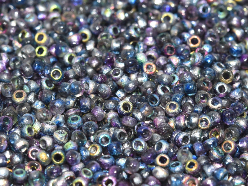 10 g 11/0 Czech Glass Seed Beads Etched, Crystal Etched Magic Blue