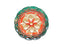 1 pc Czech Glass Button, Green Red Gold, Hand Painted, Size 12 (27mm)