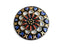1 pc Czech Glass Button, Black Blue Gold White Red Ornament, Hand Painted, Size 12 (27mm)