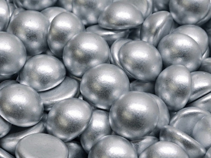 Czech Glass Cabochons 12 mm, Aluminum Silver, Czech Glass