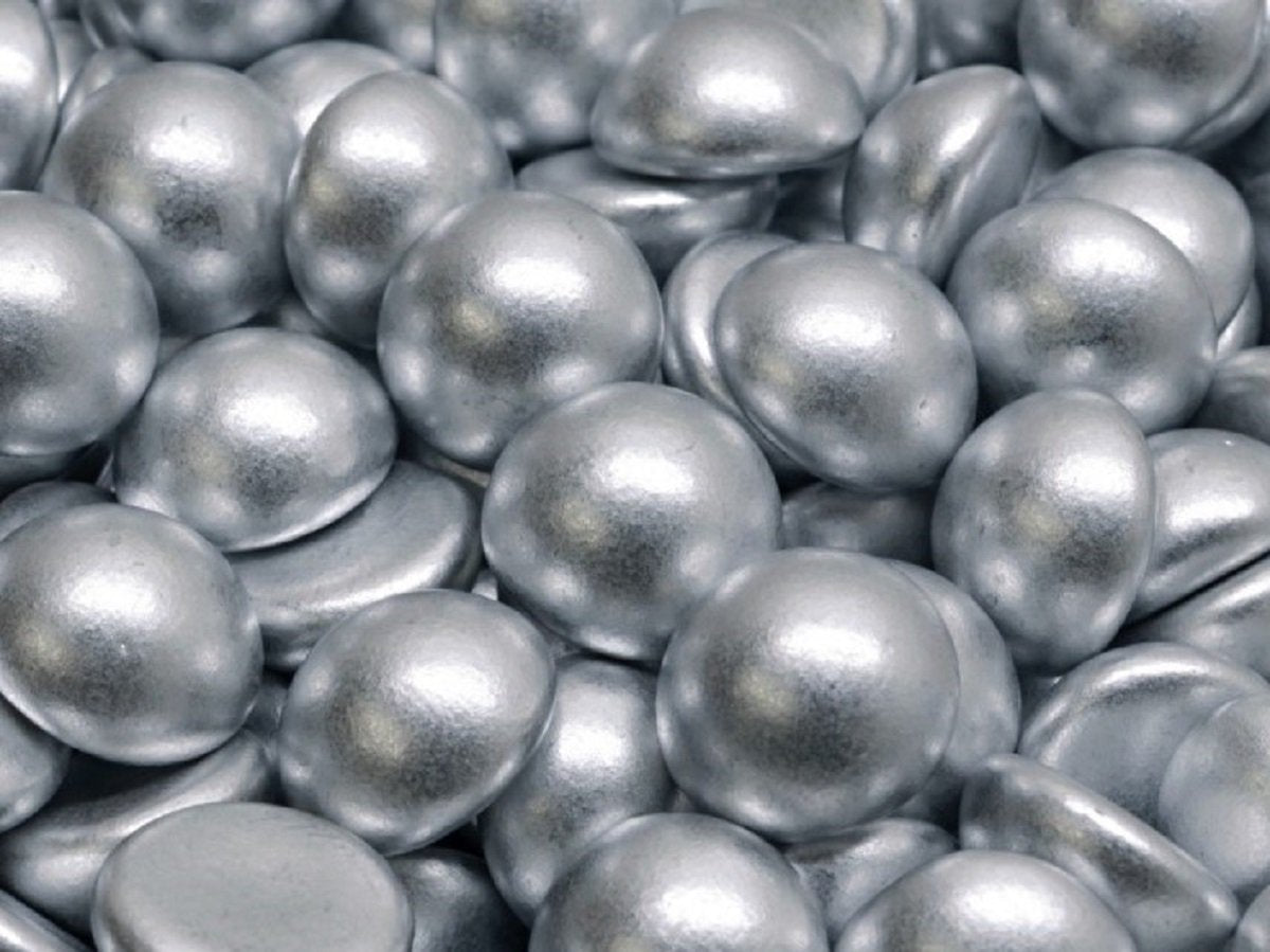 Czech Glass Cabochons 12 mm, Aluminum Silver, Czech Glass