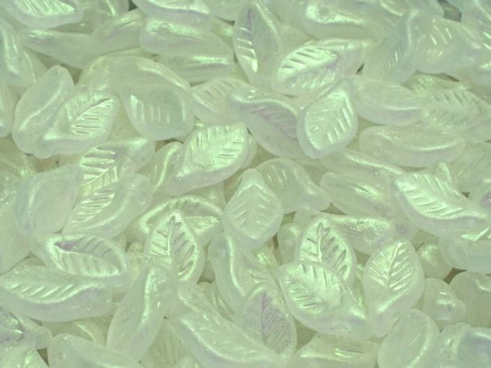 Bay Leaf Beads 6x12 mm, Crystal Gray Silver, Czech Glass