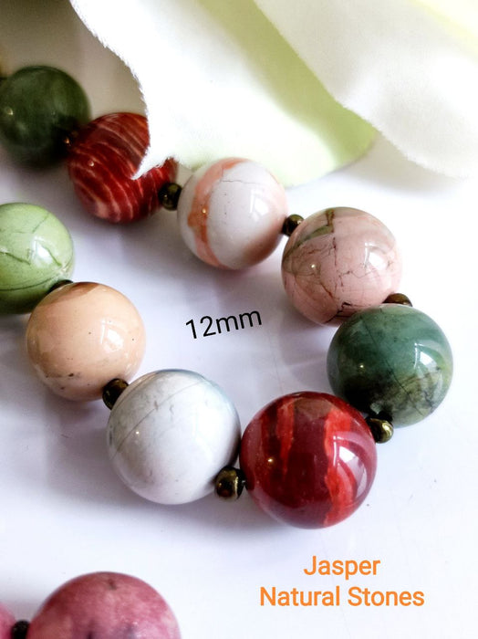 5 pcs Natural Stones Round Beads 12 mm, Serpentinite, Ural gems, Russia