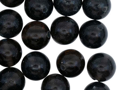 Natural Stones Round Beads 12 mm, Obsidian Semi-Transparent Black, Minerals, Russia