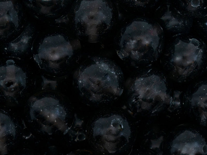 5 pcs Natural Stones Round Beads 12 mm, Obsidian Semi-Transparent Black, Ural gems, Russia