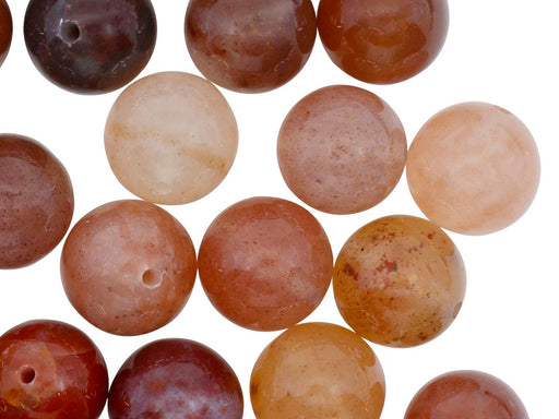Natural Stones Round Beads 12 mm, Chalcedony Agate Brown Pink, Minerals, Russia