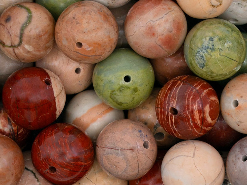5 pcs Natural Stones Round Beads 12 mm, Jasper, Ural gems, Russia