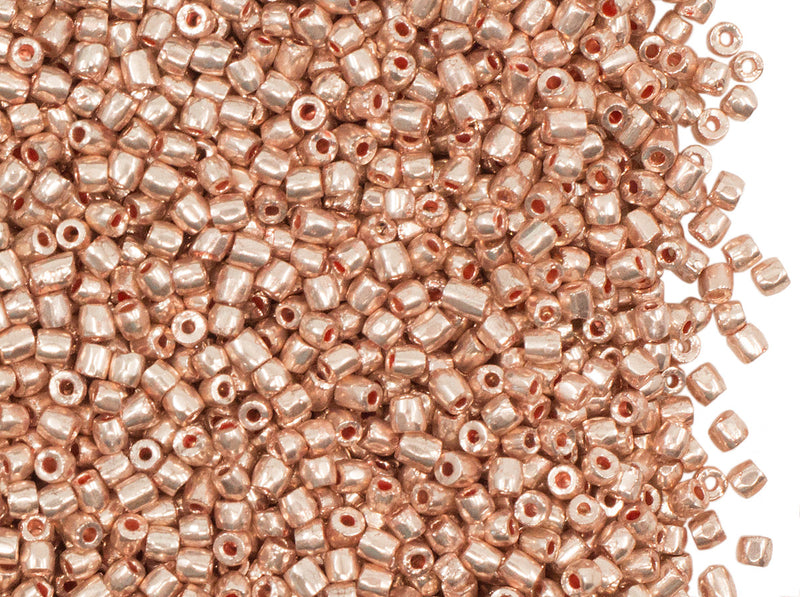 10 g 12/0 3-Cut Seed Beads Preciosa Ornela, Rose Gold Metallic, Czech Glass