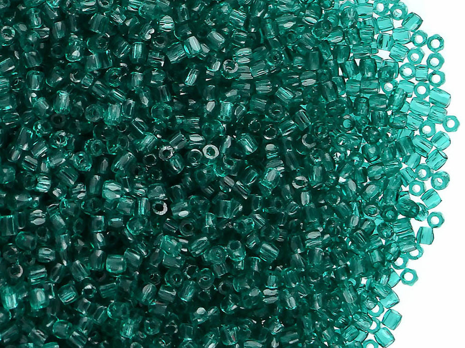 10 g 12/0 3-Cut Seed Beads Preciosa Ornela, Green Emerald Transparent, Czech Glass