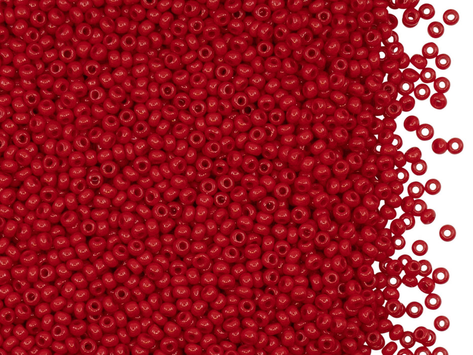 20 g 12/0 Seed Beads Preciosa Ornela, Dark Red Coral (Medium Red), Czech Glass