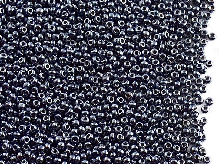 20 g 12/0 Seed Beads Preciosa Ornela, Hematite (Gray) Luster, Czech Glass