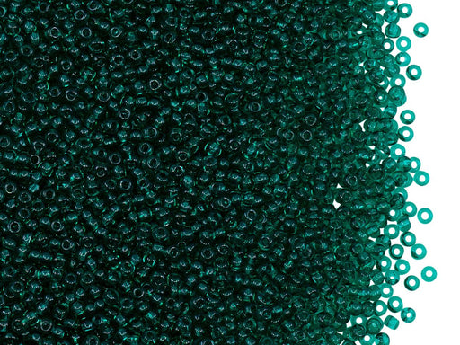 Rocailles Seed Beads 12/0, Green Emerald Transparent, Czech Glass