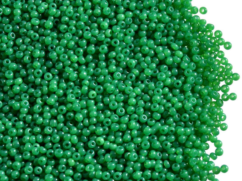Rocailles 12/0 Green Opal Czech Glass Green