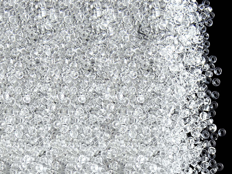 20 g 12/0 Seed Beads Preciosa Ornela, Crystal Clear, Square Hole, Czech Glass