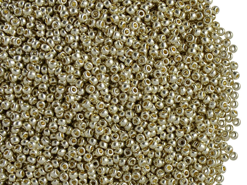 20 g 12/0 Seed Beads Preciosa Ornela, Silver Metallic, Czech Glass
