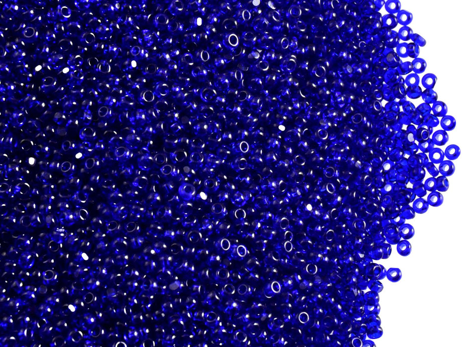 10 g 13/0 1-Cut Seed Beads Charlotte Preciosa Ornela, Dark Blue Transparent, Czech Glass