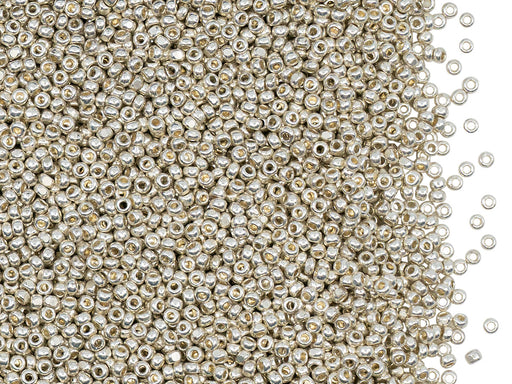 10 g 13/0 Seed Beads Preciosa Ornela, Charlotte Light Silver Metallic, Czech Glass