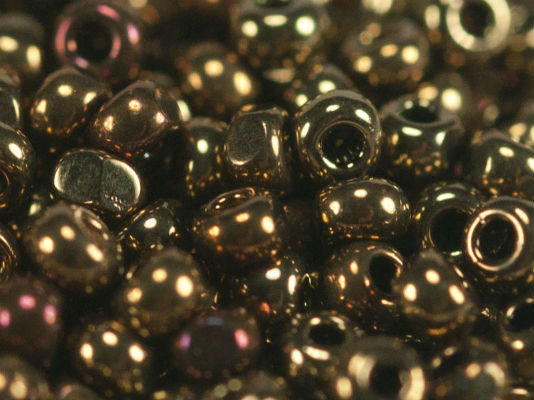 10 g 13/0 1-Cut Seed Beads Charlotte Preciosa Ornela, Bronze Iris Metallic, Czech Glass