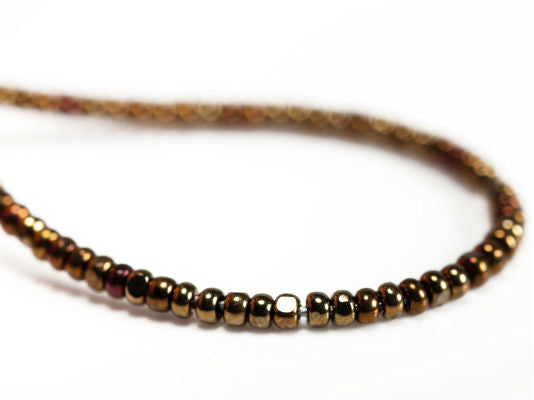 10 g 13/0 1-Cut Seed Beads Charlotte Preciosa Ornela, Bronze Iris Metallic, Czech Glass