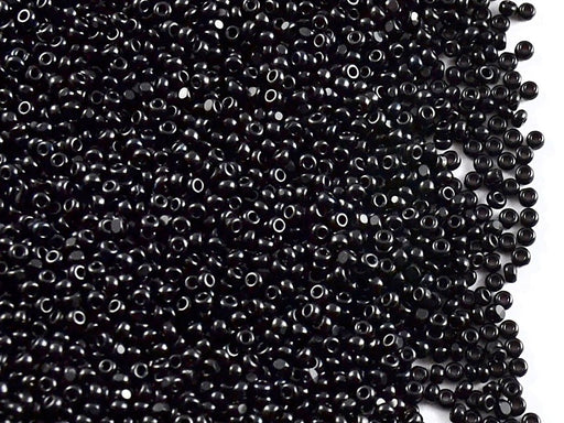 10 g 13/0 1-Cut Seed Beads Charlotte Preciosa Ornela, Black Natural Opaque, Czech Glass
