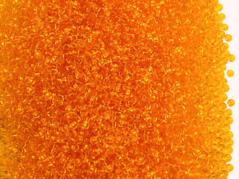 20 g 13/0 Seed Beads Preciosa Ornela, Amber Transparent, Czech Glass
