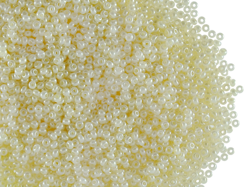 20 g 13/0 Seed Beads Preciosa Ornela, Light Cream Pearl, Czech Glass