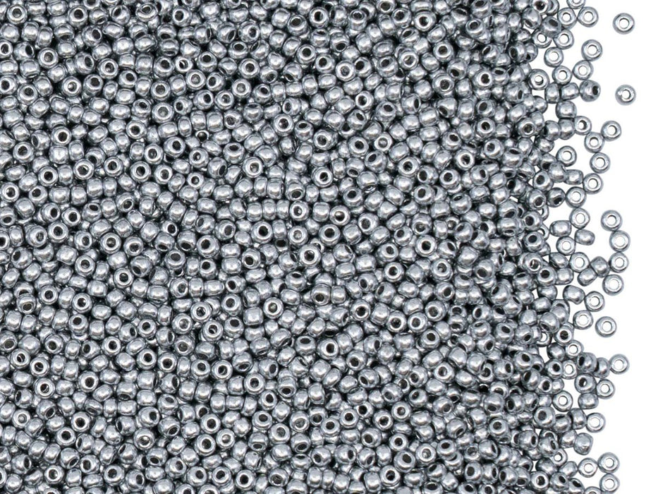 Rocailles Seed Beads 15/0, Silver Matte, Czech Glass