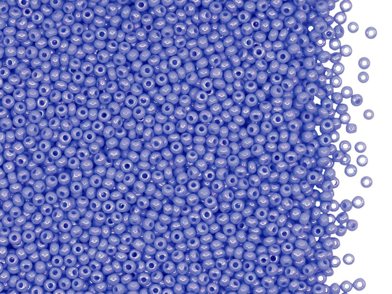 Rocailles Seed Beads 13/0, Opaque Sapphire Blue AB, Czech Glass
