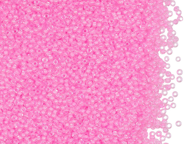 Rocailles Seed Beads 13/0, Crystal Pink Lined, Czech Glass
