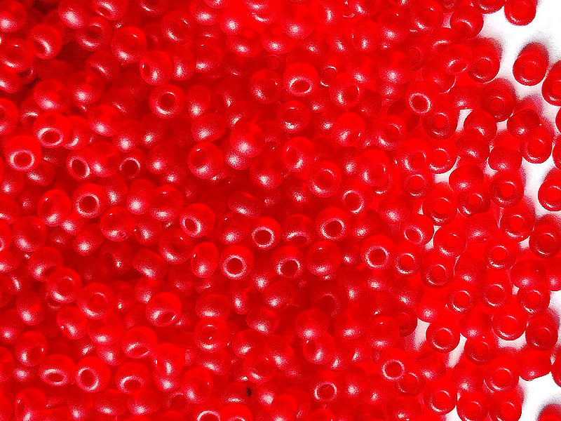 20 g Rocailles 13/0, Transparent Siam Ruby Matte, Czech Glass