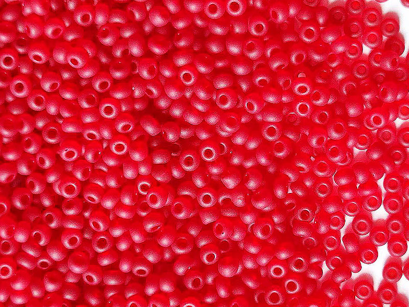 20 g Rocailles 13/0, Transparent Ruby Matte, Czech Glass
