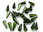 12 pcs Spike Pressed Beads, 13x5mm, Jet Green Luster, Czech Glass