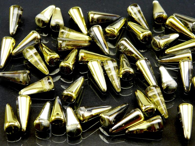 12 pcs Spike Pressed Beads, 13x5mm, Crystal Amber, Czech Glass