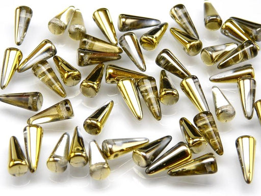 12 pcs Spike Pressed Beads, 13x5mm, Crystal Amber, Czech Glass