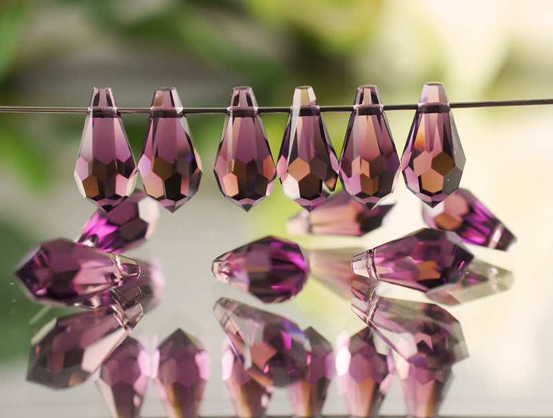 2 pcs Swarovski Elements 6000 Teardrop Pendant, 13x6.5mm, Amethyst, Czech Glass