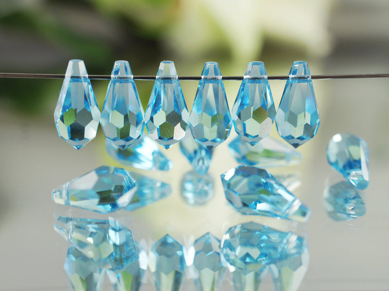 2 pcs Swarovski Elements 6000 Teardrop Pendant, 13x6.5mm, Aquamarine, Czech Glass