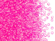 Rocailles 9/0, Transparent Neon Warm Pink, Czech Glass