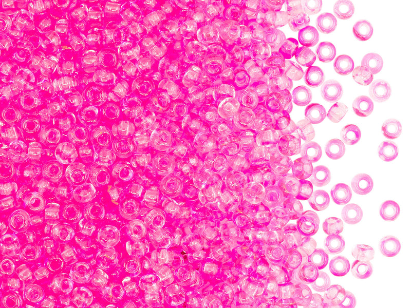 Rocailles 9/0, Transparent Neon Warm Pink, Czech Glass