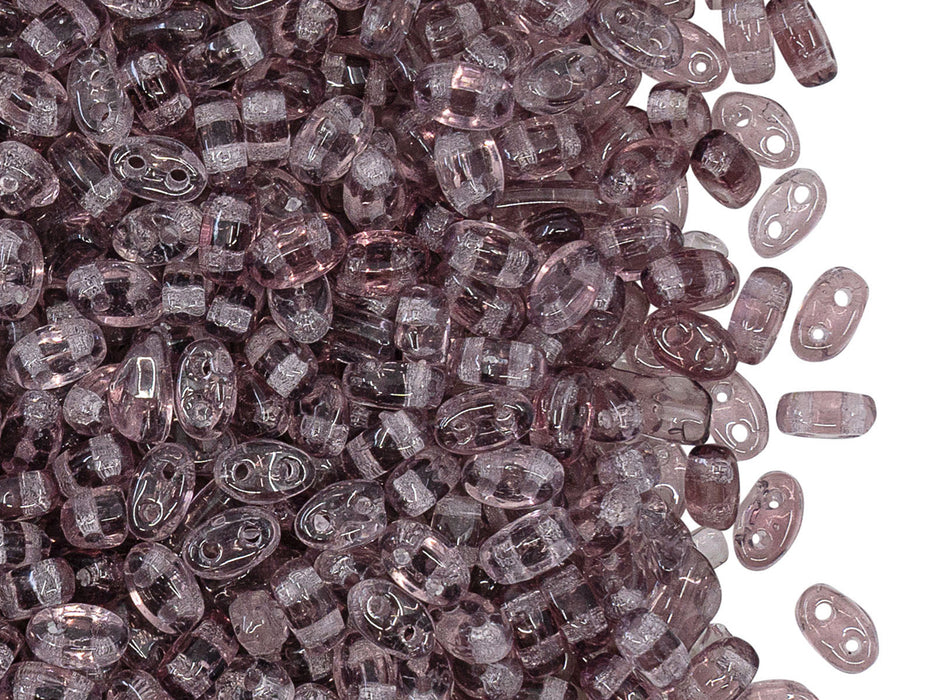 Oval Flat Beads 5x3x2.5 mm, 2 Holes, Transparent Amethyst, Czech Glass
