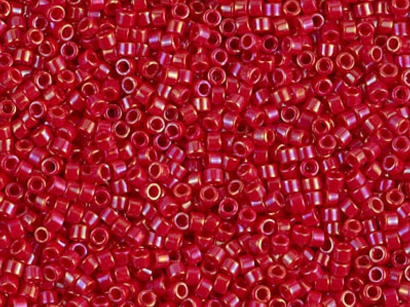 Delica Seed Beads 15/0, Opaque Red Luster, Miyuki Japanese Beads