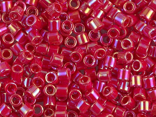 Delica Seed Beads 8/0, Opaque Red AB, Miyuki Japanese Beads