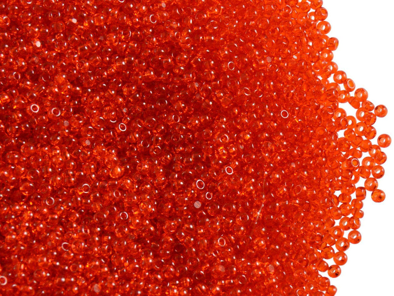 10 g 13/0 1-Cut Seed Beads Charlotte Preciosa Ornela, Orange Transparent, Czech Glass