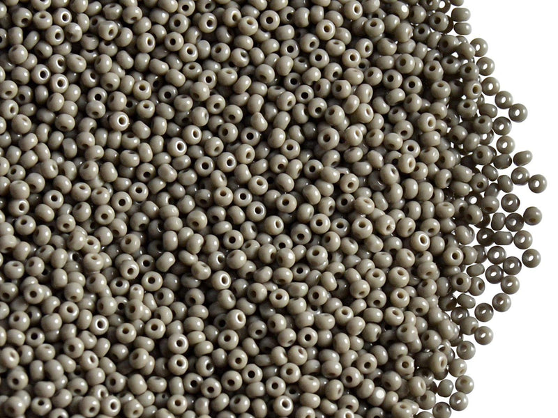 10 g 13/0 1-Cut Seed Beads Charlotte Preciosa Ornela, Gray Opaque, Czech Glass