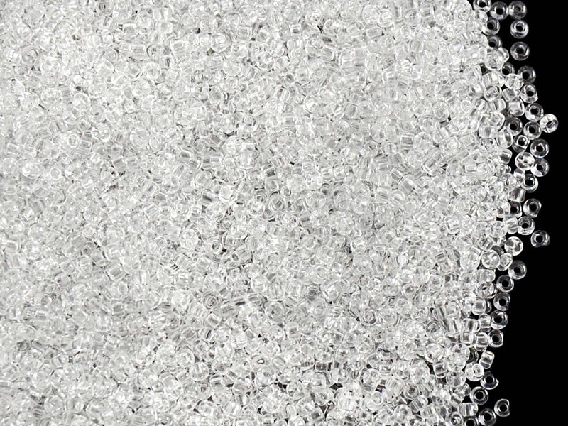 10 g 13/0 1-Cut Seed Beads Charlotte Preciosa Ornela, Crystal Clear, Czech Glass