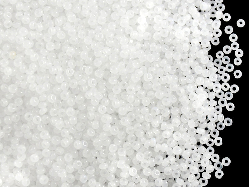 10 g 13/0 1-Cut Seed Beads Charlotte Preciosa Ornela, White Opal, Czech Glass