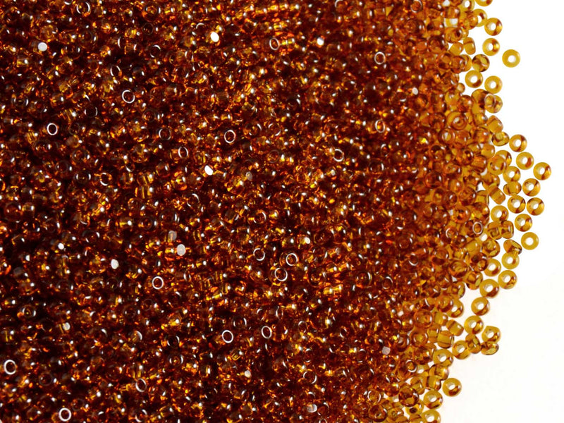 10 g 13/0 1-Cut Seed Beads Charlotte Preciosa Ornela, Topaz Transparent, Czech Glass