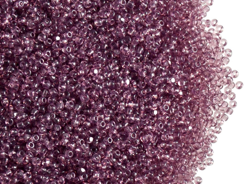 10 g 13/0 1-Cut Seed Beads Charlotte Preciosa Ornela, Light Amethyst Transparent, Czech Glass