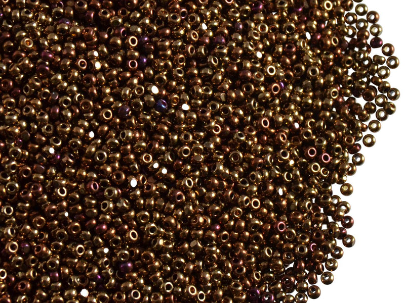 10 g 13/0 1-Cut Seed Beads Charlotte Preciosa Ornela, Bronze Iris Metallic, Czech Glass